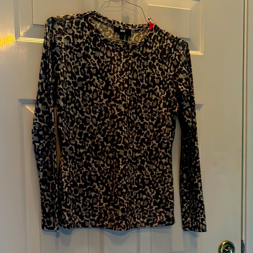 DKNY Animal Print Long Sleeve Top